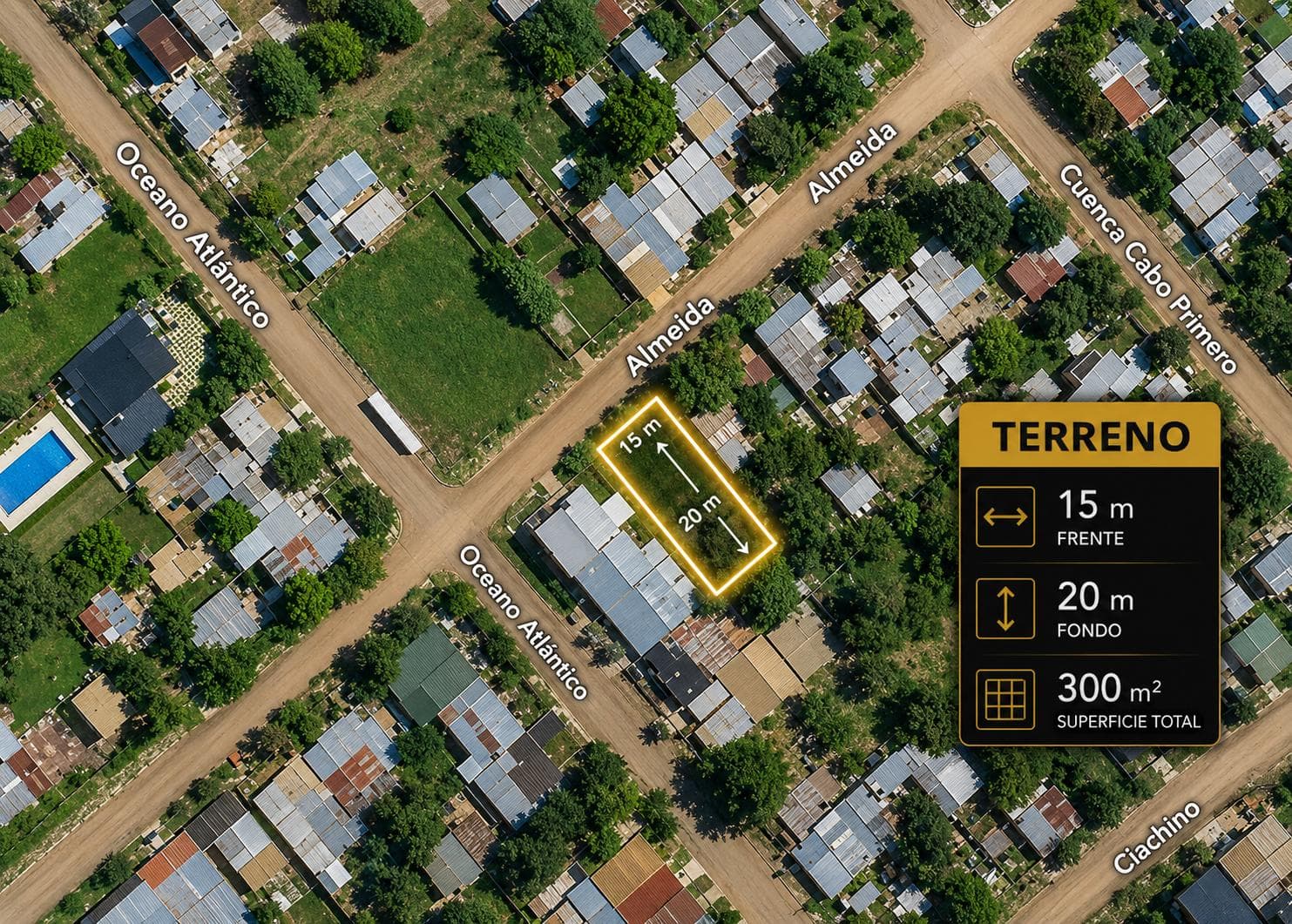 TF814 - TERRENO EN VENTA - 15m x 30m - ZONA COSTA SUR