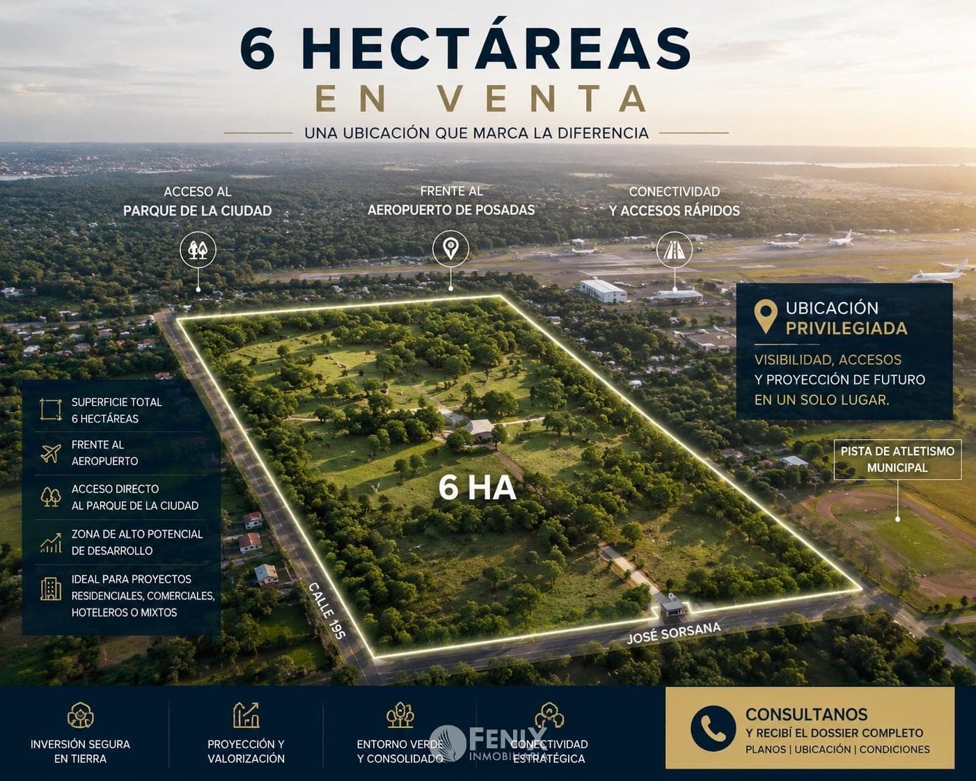 TF894 - 6 HECTÁREAS EN VENTA FRENTE AL AEROPUERTO DE POSADAS